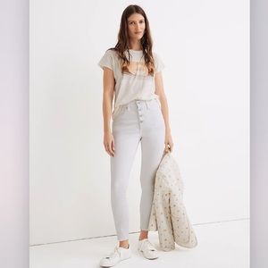 NWT Madewell  Tall Curvy High-Rise Skinny Crop Jeans in Pure White: Button-Front